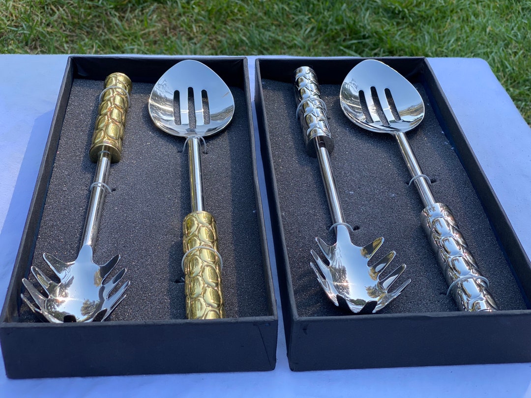 Pasta Serving Set 2 Pc Stainless Steel Etsy