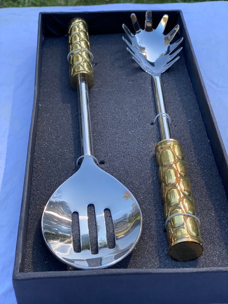 Pasta Serving Set 2 Pc Stainless Steel Etsy