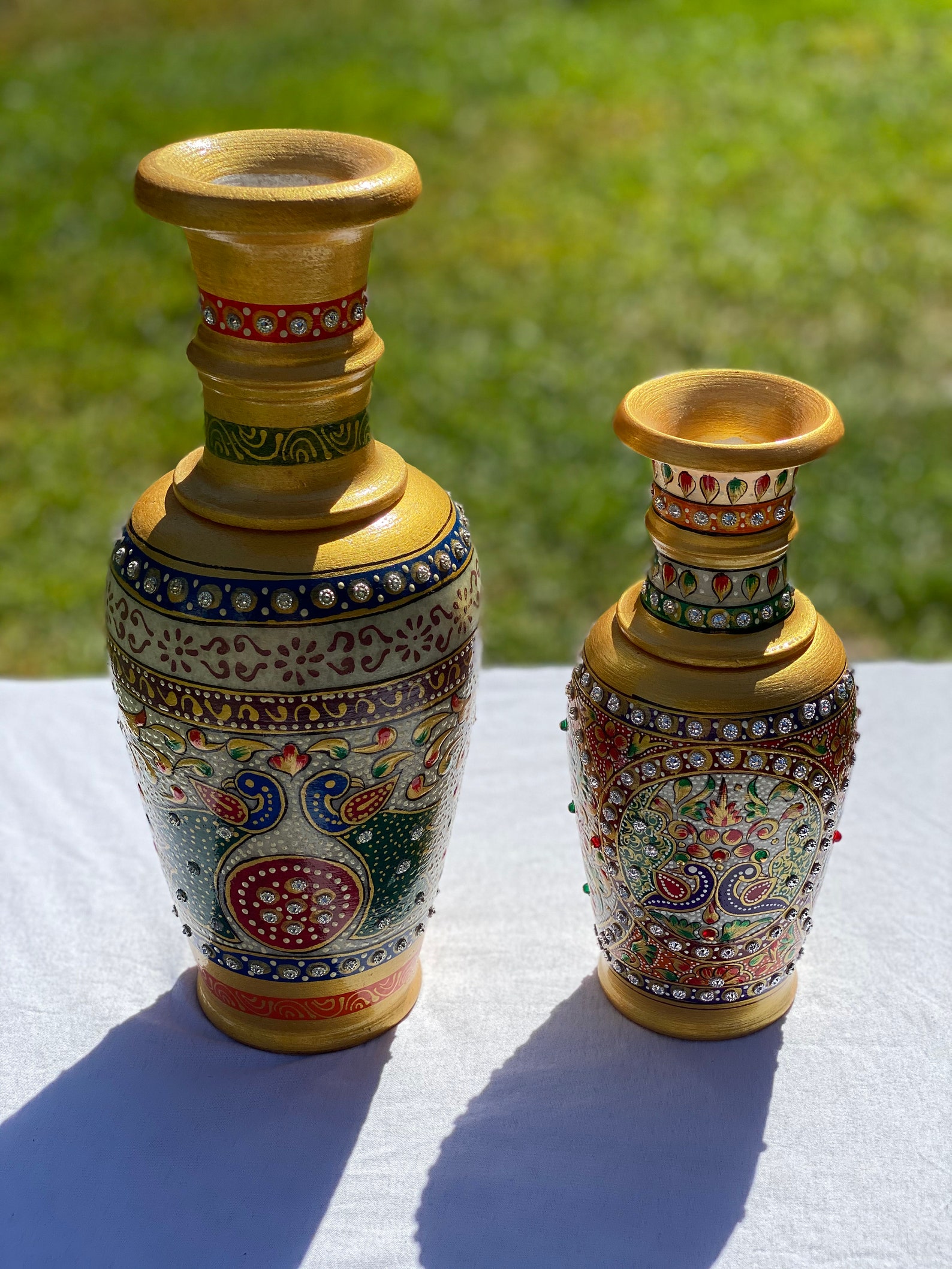 Beautiful Peacock Painted Marble Vase, Peacock Design Etsy