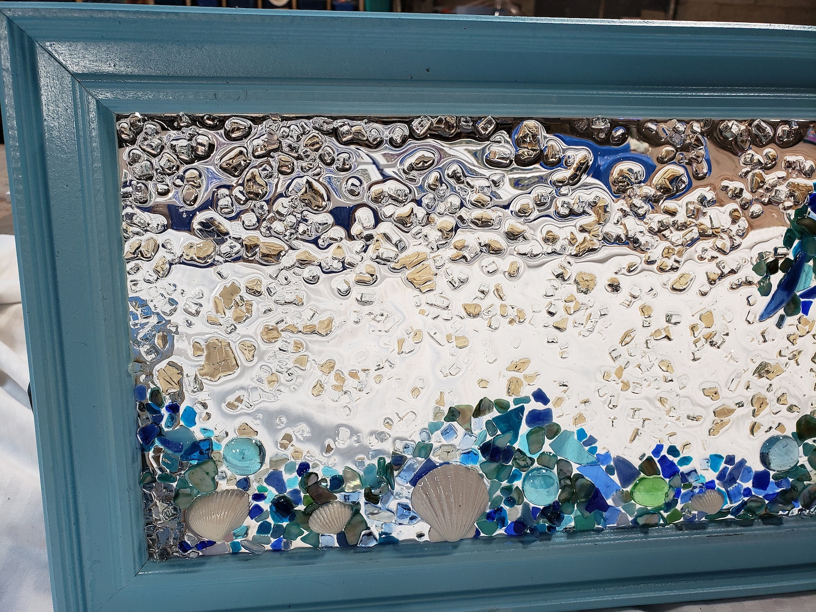 Beach Scape Crushed Glass Window / Wall Art Made with Crushed Etsy