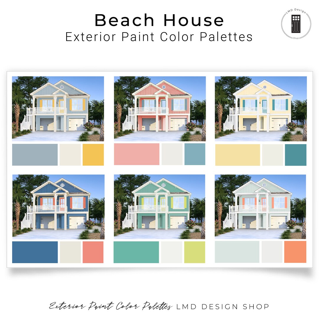 Beach House Exterior Paint Color Palettes Home Exterior Paint Colors Etsy