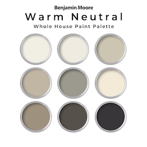 Paleta de colores de pintura neutra cálida de Benjamin Moore / Colores neutros de pintura para interiores para toda la casa