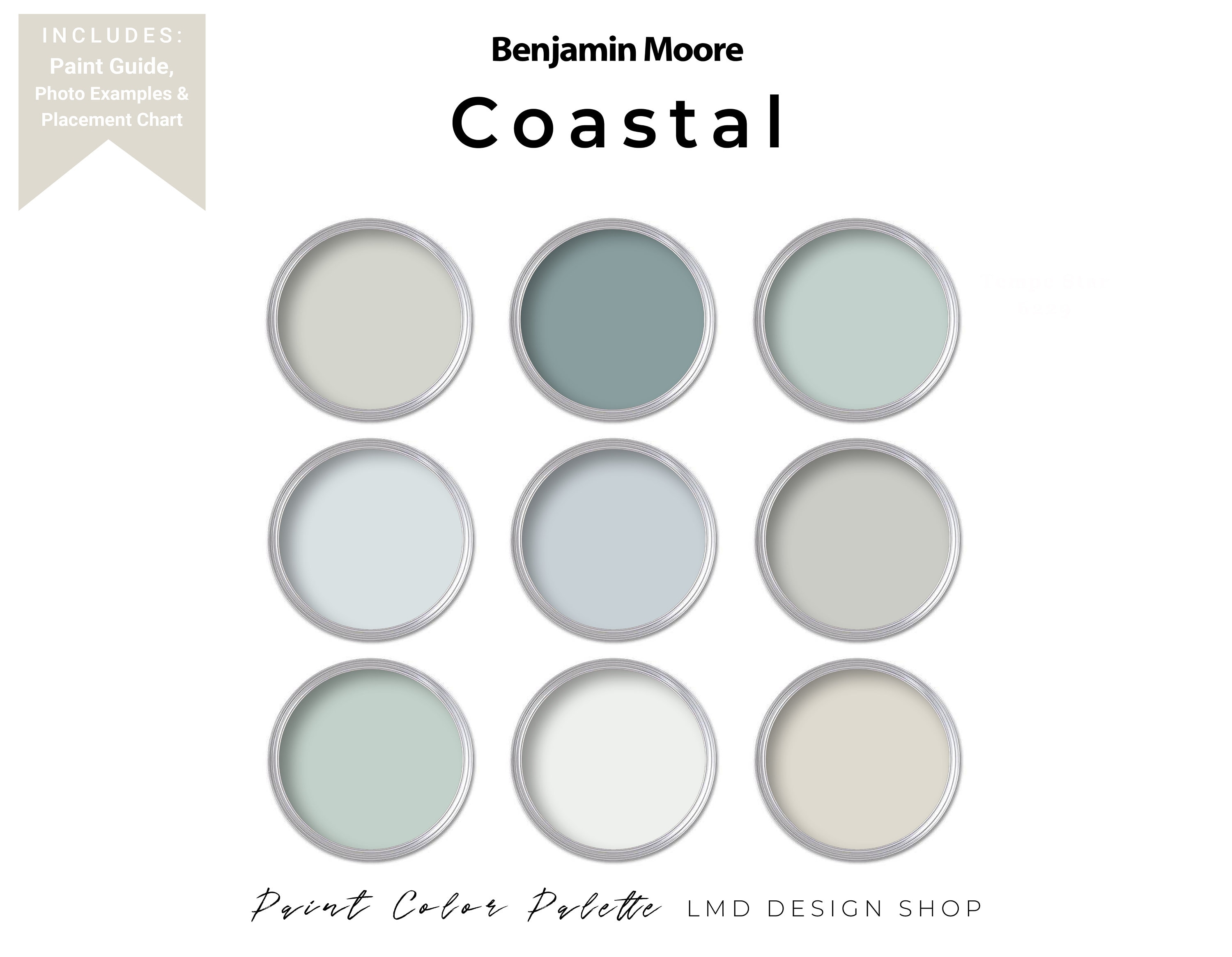 Coastal Benjamin Moore Paint Color Palette Home Interior - Etsy UK
