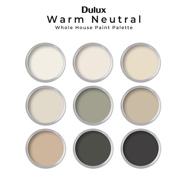 Dulux CA Warm Neutral Paint Color Palette | Cozy Dulux (Canadian Color Codes) Interior Whole House Paint Colors