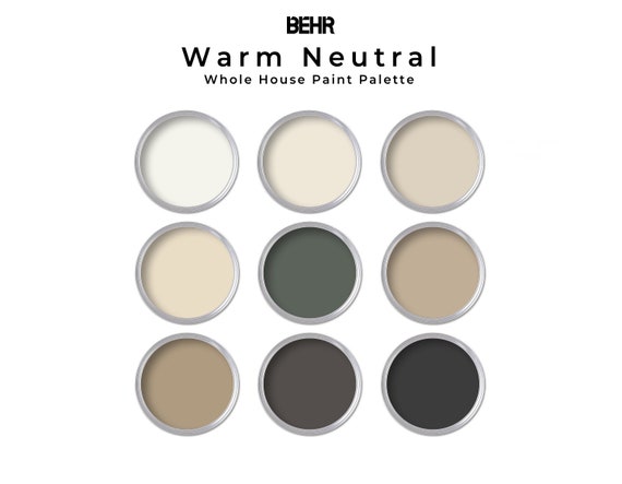 Behr Warm Neutral Paint Color Palette Neutral Interior Behr Home Depot Whole House Paint Colors Etsy Canada