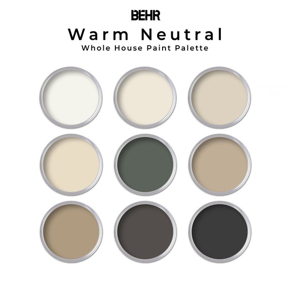 Behr Warm Neutral Paint Color Palette | Neutral Interior Behr Home Depot Whole House Paint Colors