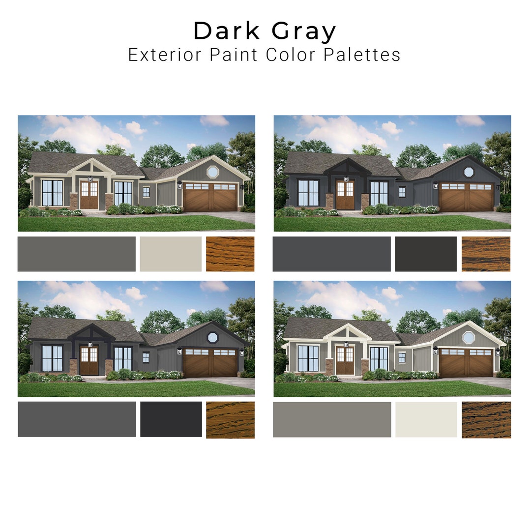 Gray Charcoal Exterior Paint Palettes Dark Gray Exterior House Color