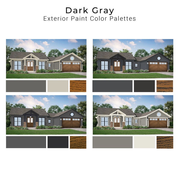 Gray Charcoal Exterior Paint Palettes | Dark Gray Exterior House Color Schemes