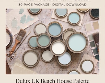 Dulux UK Beach House Paint Color Palette | Dulux (UK Color Codes) Beach Coastal Interior Whole House Paint Colors