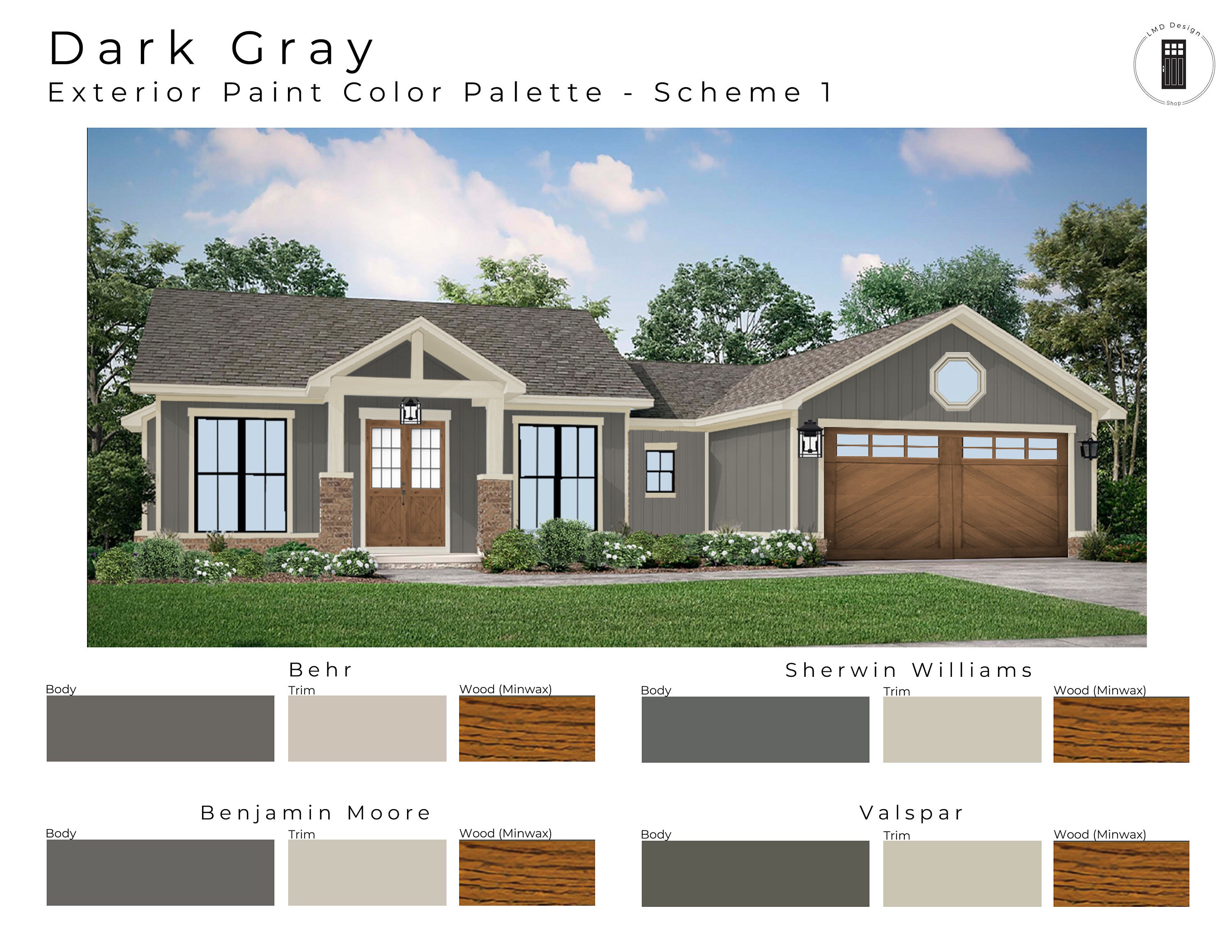 Gray Charcoal Exterior Paint Palettes Dark Gray Exterior House Color