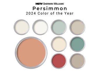 HGTV Sherwin Williams 2024 Color Persimmon Paint Palette | Interior Paint Colors for Home 2024