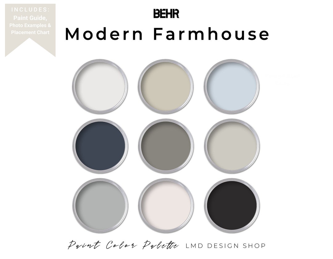 Modern Farmhouse Behr Paint Color Palette House Color - Etsy