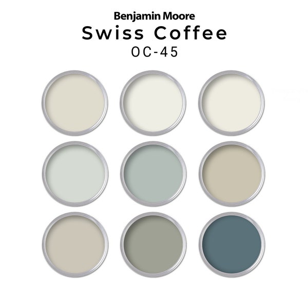 Swiss Coffee Benjamin Moore Paint Palette | Swiss Coffee Whole House Coordinating Paint Palette