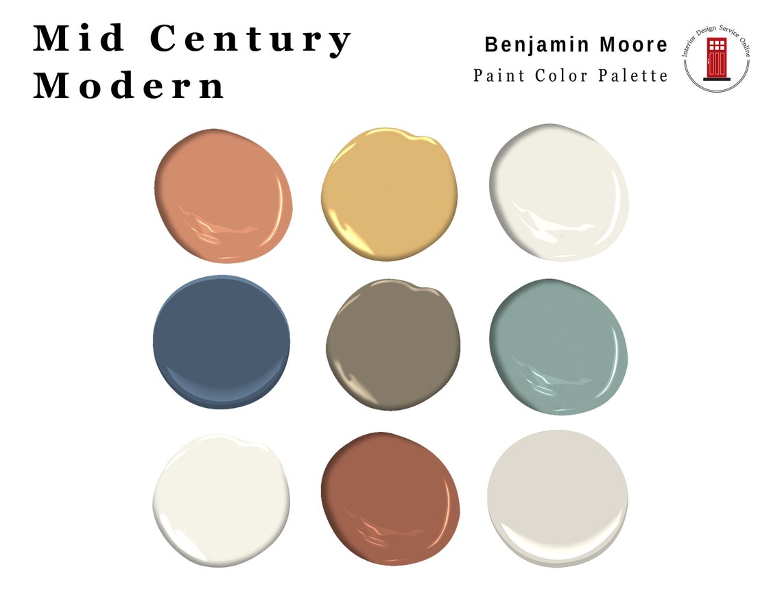 Mid Century Modern Color Palette Interior Paint Palette | Etsy