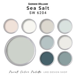 Sherwin Williams Clary Sage Palette, Complementary Whole House Paint Colors,  Sage Green Color Palette, Coastal House Color Scheme 