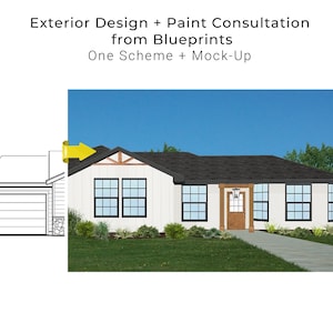 Exterior House Paint & Design Consultation | Home Color Design Rendering from Elevation Blueprint
