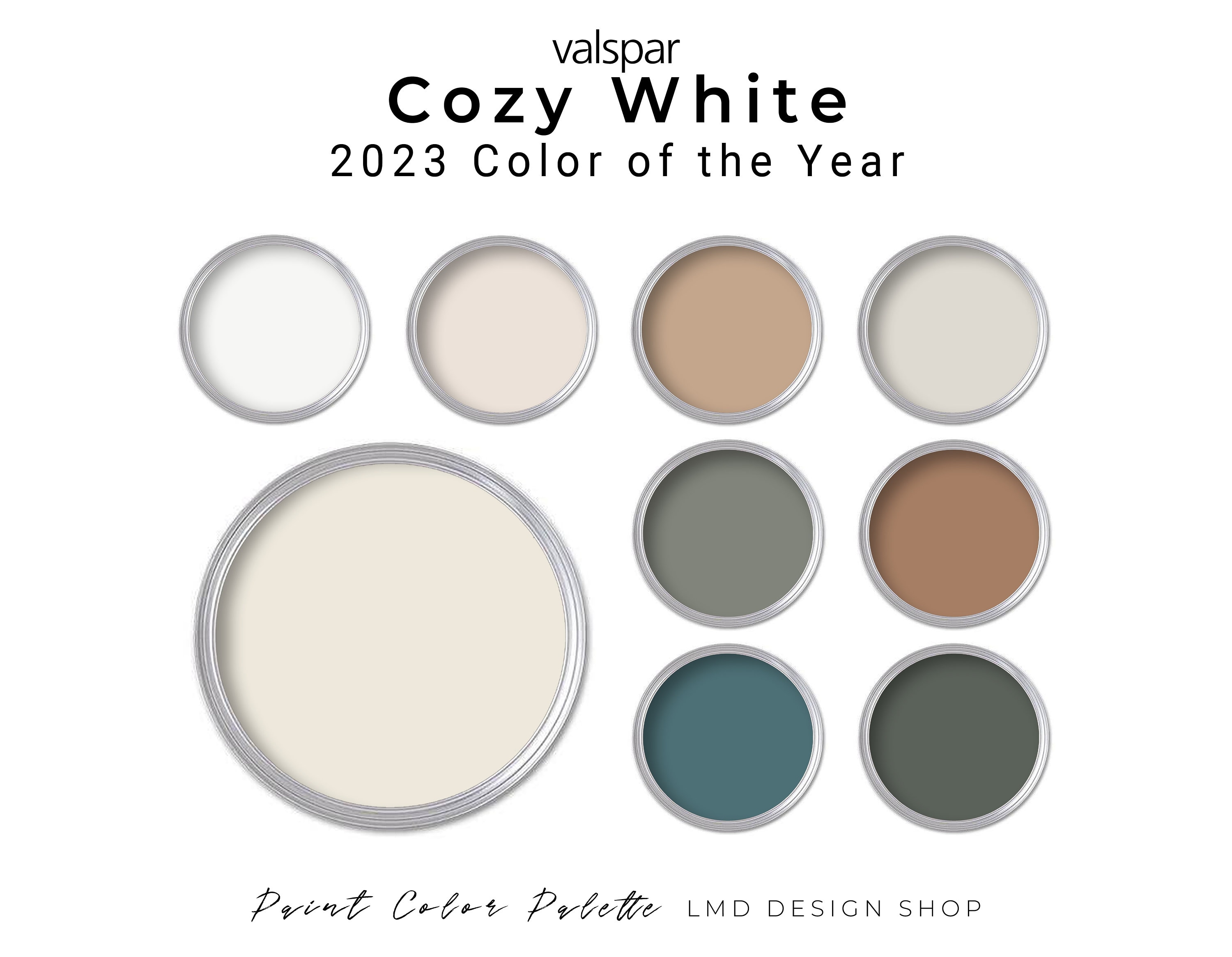 Valspar 2023 Cozy White Paint Color Palette Whole House Muted