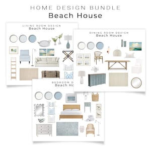 Paquete de paneles de humor de diseño de casa de playa / Diseño de interiores estilo playa para toda la casa