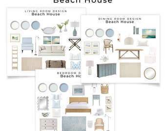 Bundle Beach House Design Mood Boards | Whole House Beach Style Interior Design