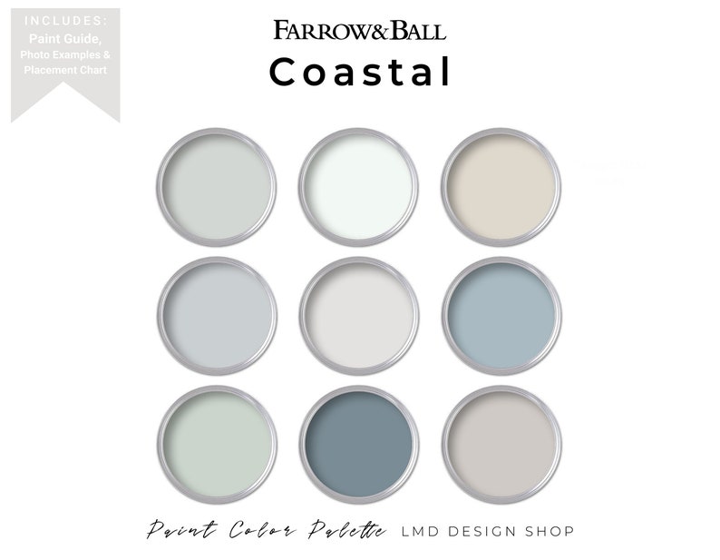 Coastal Farrow & Ball Paint Color Palette Interior Paint Etsy UK