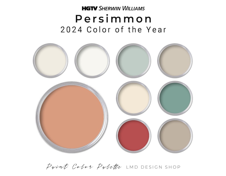 HGTV Sherwin Williams 2024 Color Persimmon Paint Palette Interior Paint