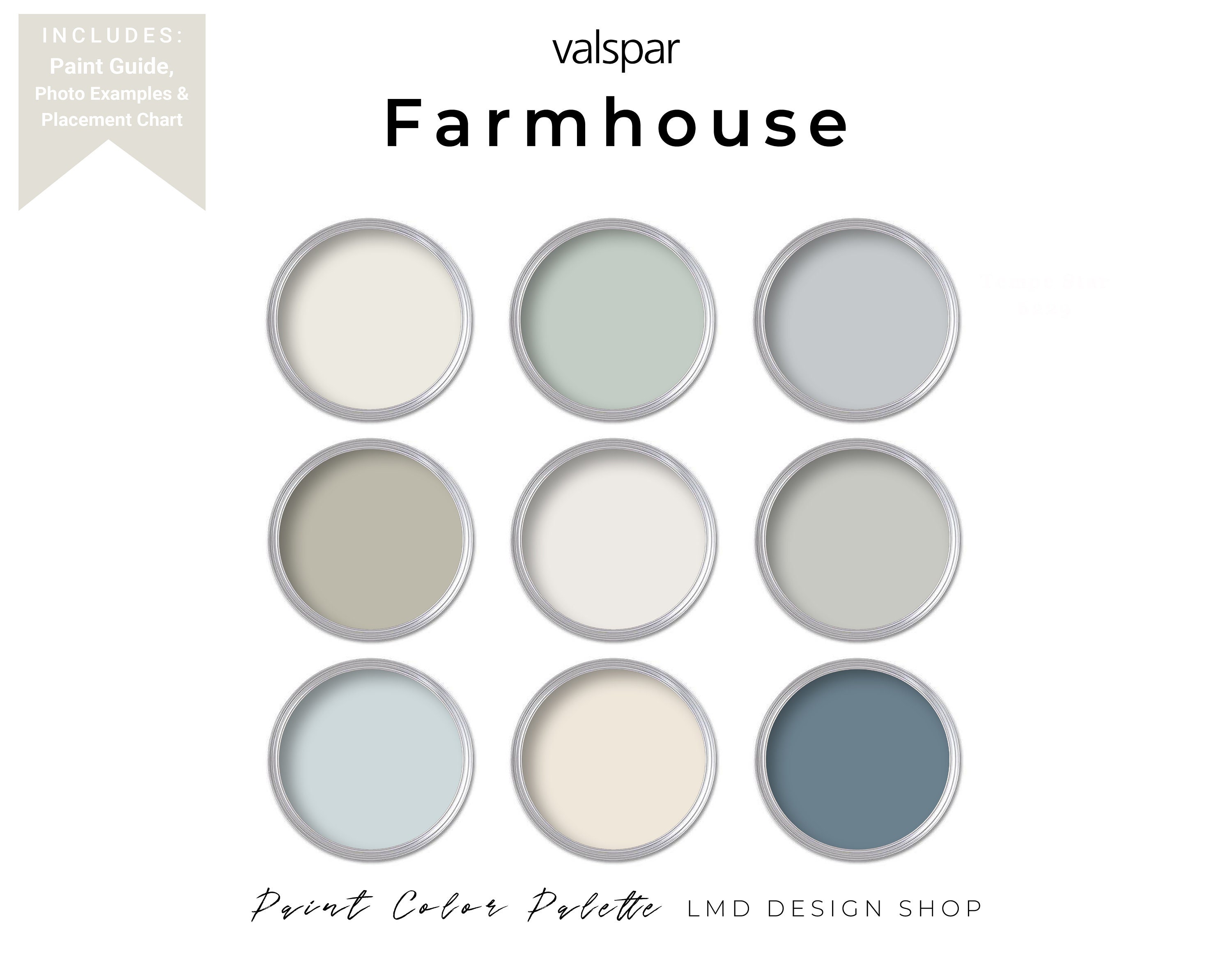 Farmhouse Valspar Paint Color Palette Whole House Color - Etsy UK