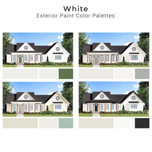 White Exterior House Paint Palettes | White Paint House Exterior Colors