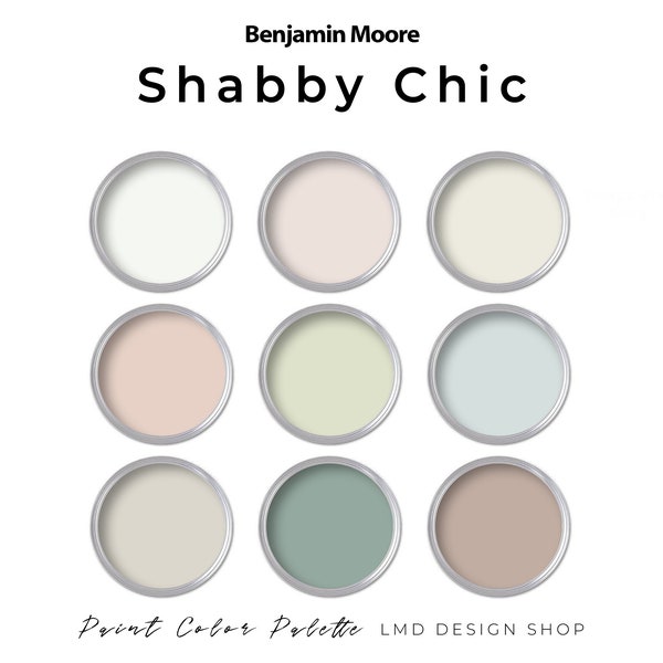 Palette de peinture Shabby Chic Benjamin Moore | Palette de couleurs de maison de campagne