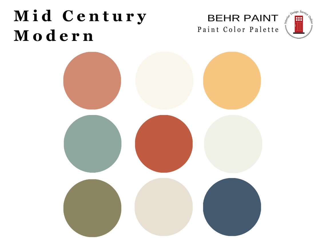 Mid Century Modern Paint Palette Behr Paint Palette Mid Etsy