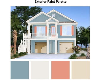 Powder Blue Beach House Exterior Paint Palette | Sherwin Williams | Coastal House Colors | Beach House Paint Colors | Digital Download