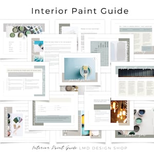 May include: A guide to interior paint with tips and advice on choosing the right paint colors for your home. The guide includes information on how to choose the best paint for your project, how to prepare your walls for painting, and how to apply paint. The guide also includes a color palette with different paint colors and their names.