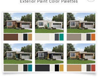 Exterior Paint Color Schemes Mid Century Modern | Exterior House Paint Palettes