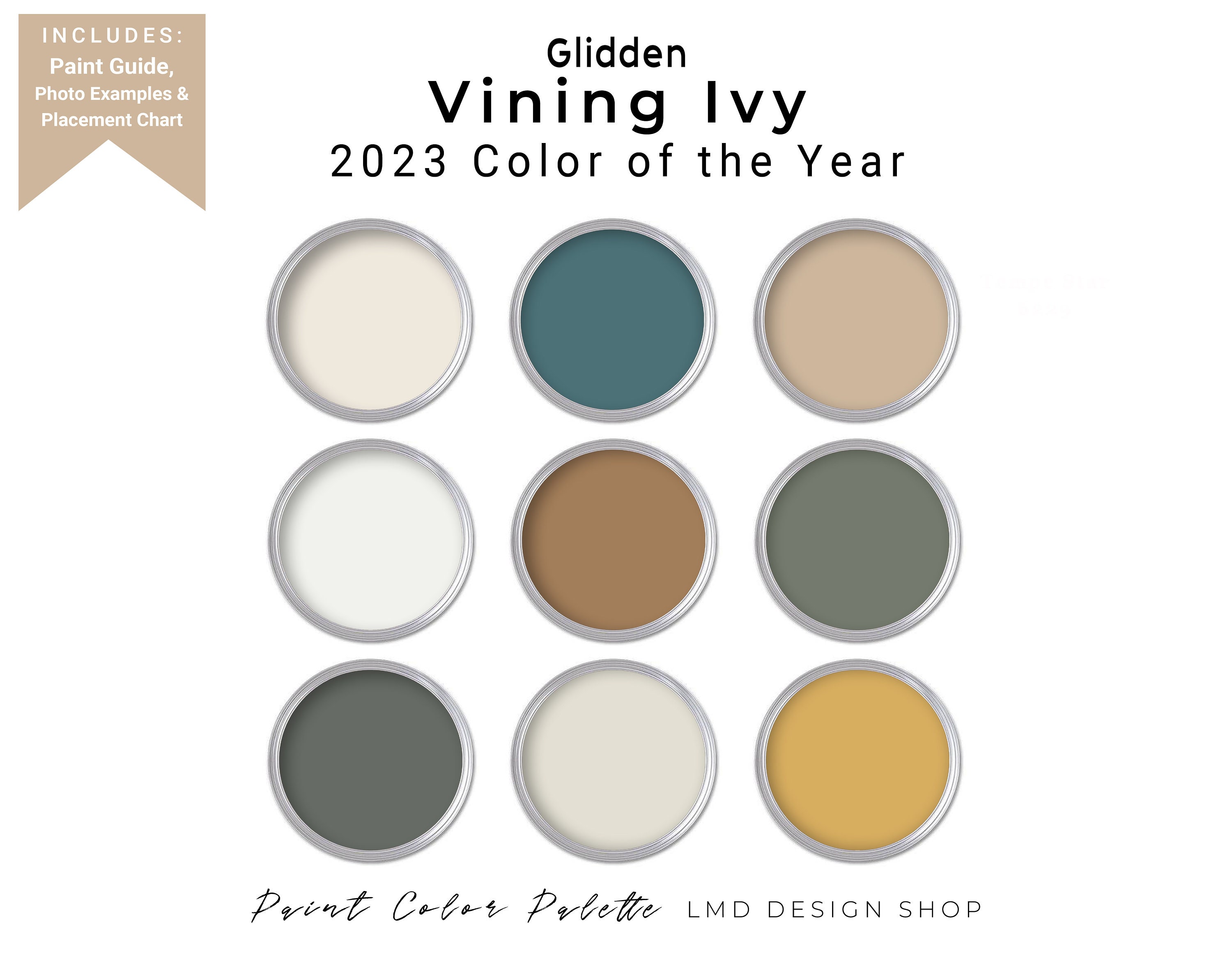 glidden-vining-ivy-paint-color-palette-2023-whole-house-etsy