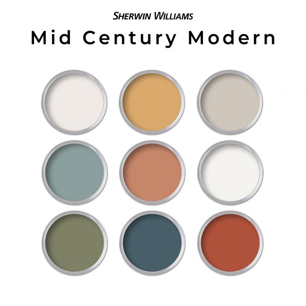 Sherwin Williams Mid Century Modern Paint Palette | Whole House Paint Color Palette