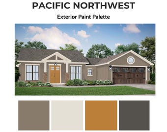 Warm Stone Pacific Northwest Exterior Paint Palette | Sherwin Williams Greige House Colors | Digital Download