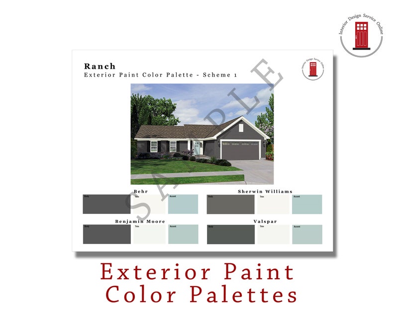Exterior Paint Schemes Ranch House Ranch Exterior Paint Etsy