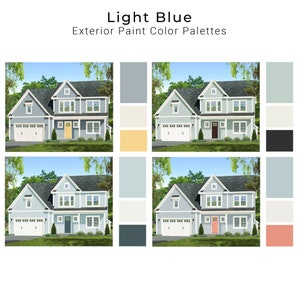 Light Blue Exterior House Paint Palettes | Light Blue House Exterior Paint Colors