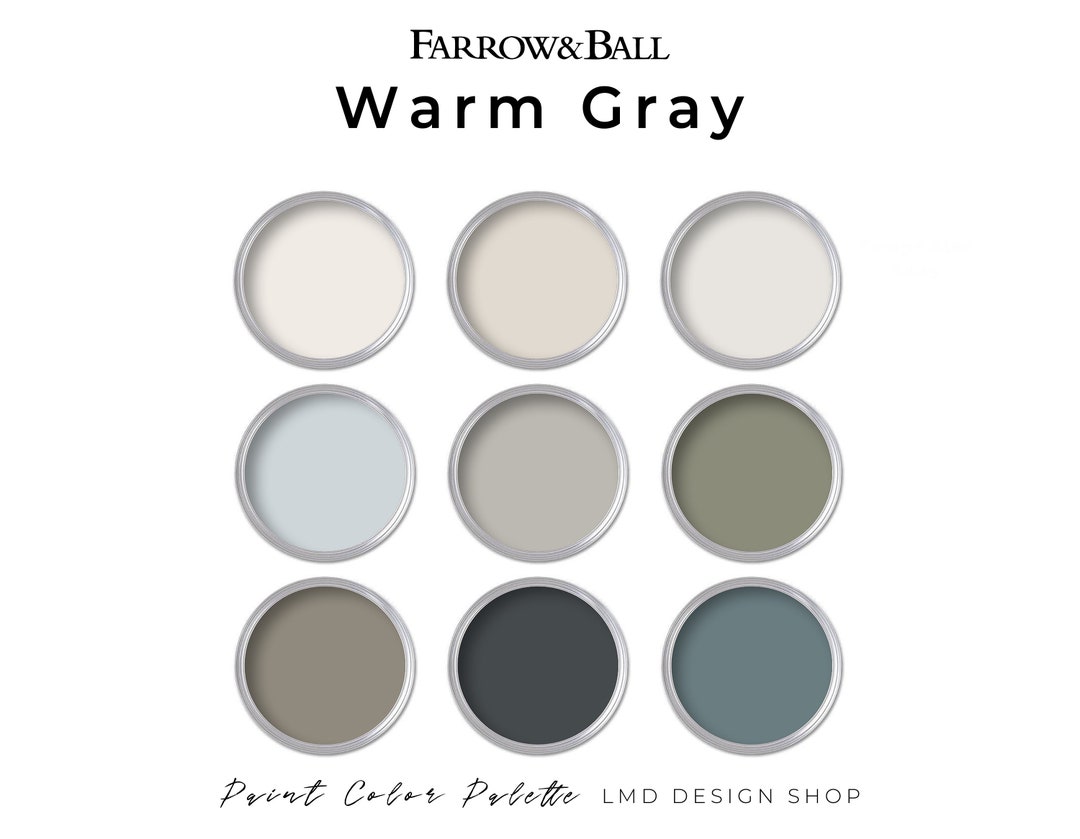 Farrow & Ball Gray Paint Color Palette House Warm Gray Paint Etsy