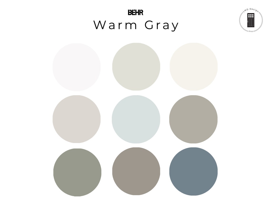 Warm Gray Behr Paint Color Scheme Behr Paint Palette Warm Etsy