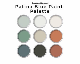 2026 Etsy Color of the Year Patina Blue Paint Palette | Sherwin Williams Weathered Blue Green