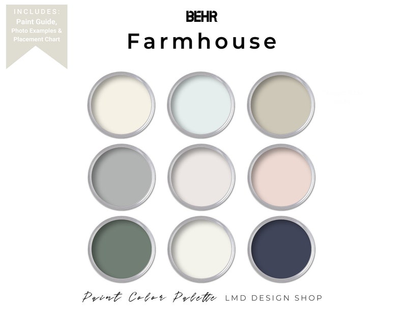 Farmhouse Behr Paint Color Palette Home Interior Paint Etsy