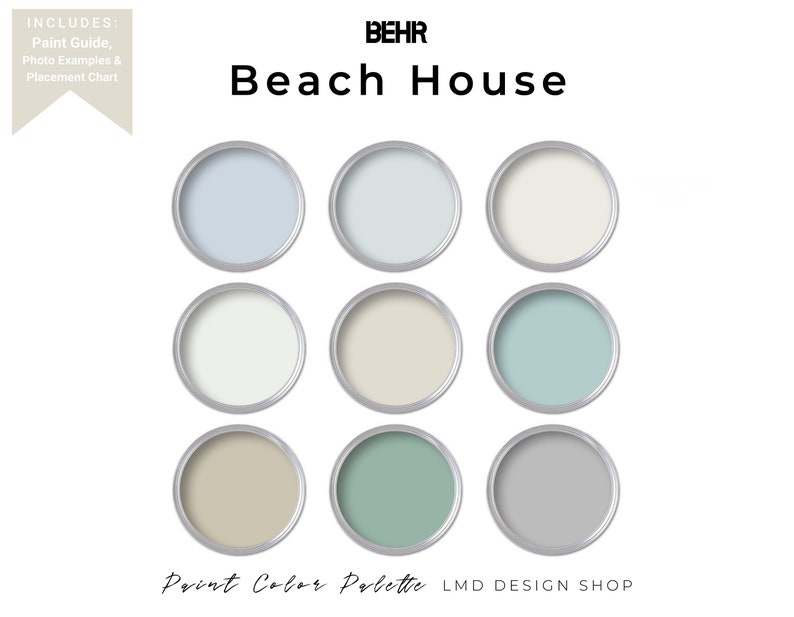 Beach House Behr Paint Color Palette Behr Whole House Paint Etsy