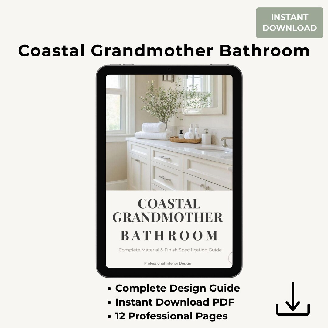 Coastal Grandmother Bathroom Design Guide PDF | Complete Material Specs ...