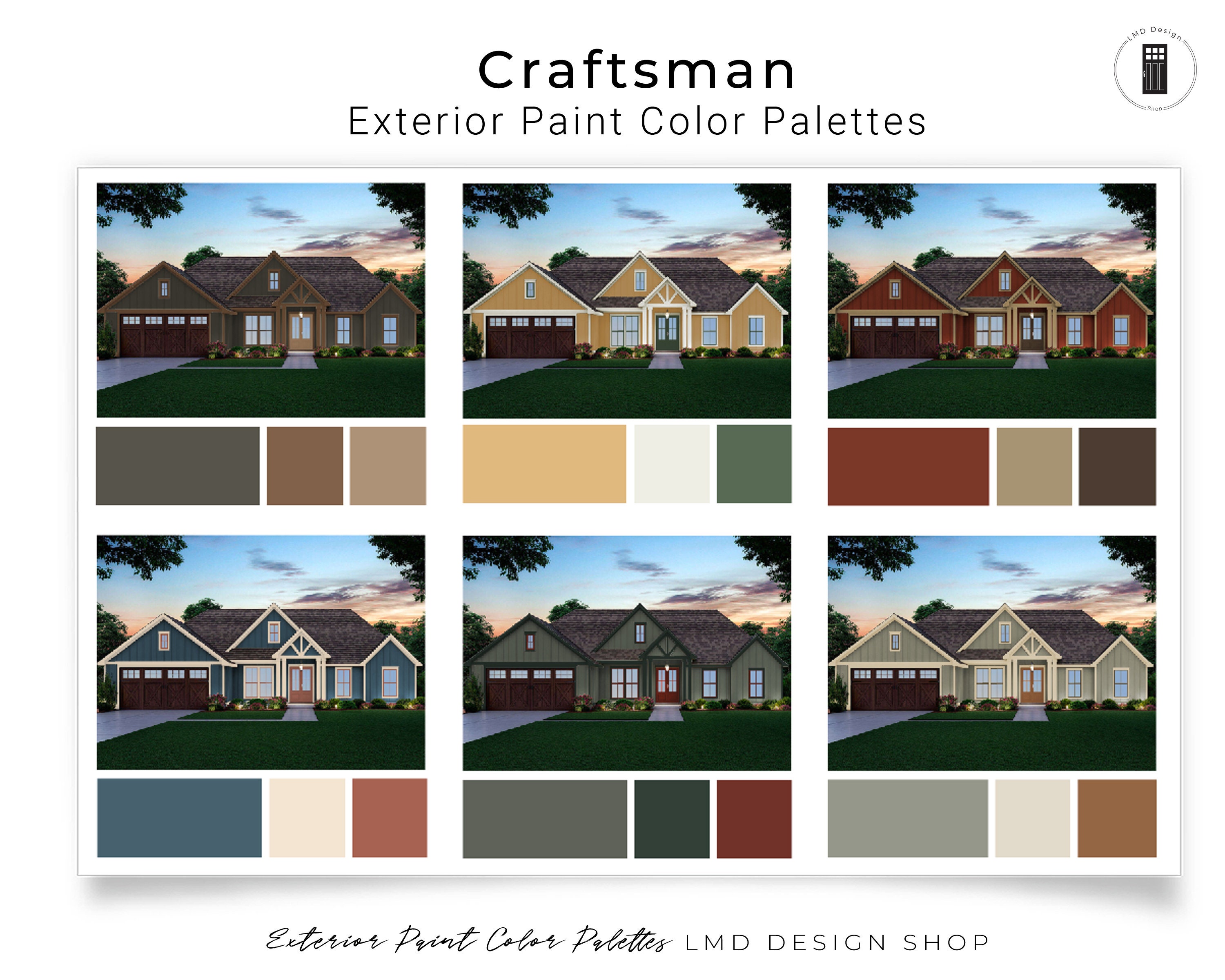 Craftsman Exterior Paint Color Palettes Exterior House Paint - Etsy Canada