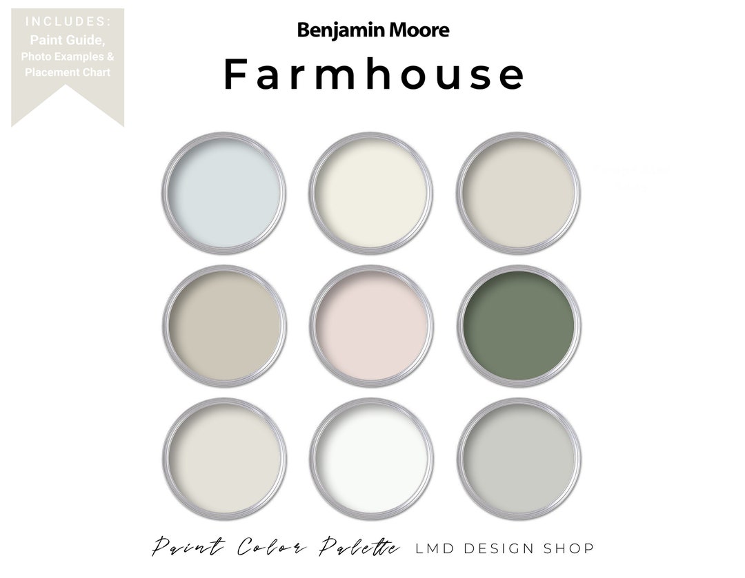 Farmhouse Benjamin Moore Paint Color Palette Whole House - Etsy