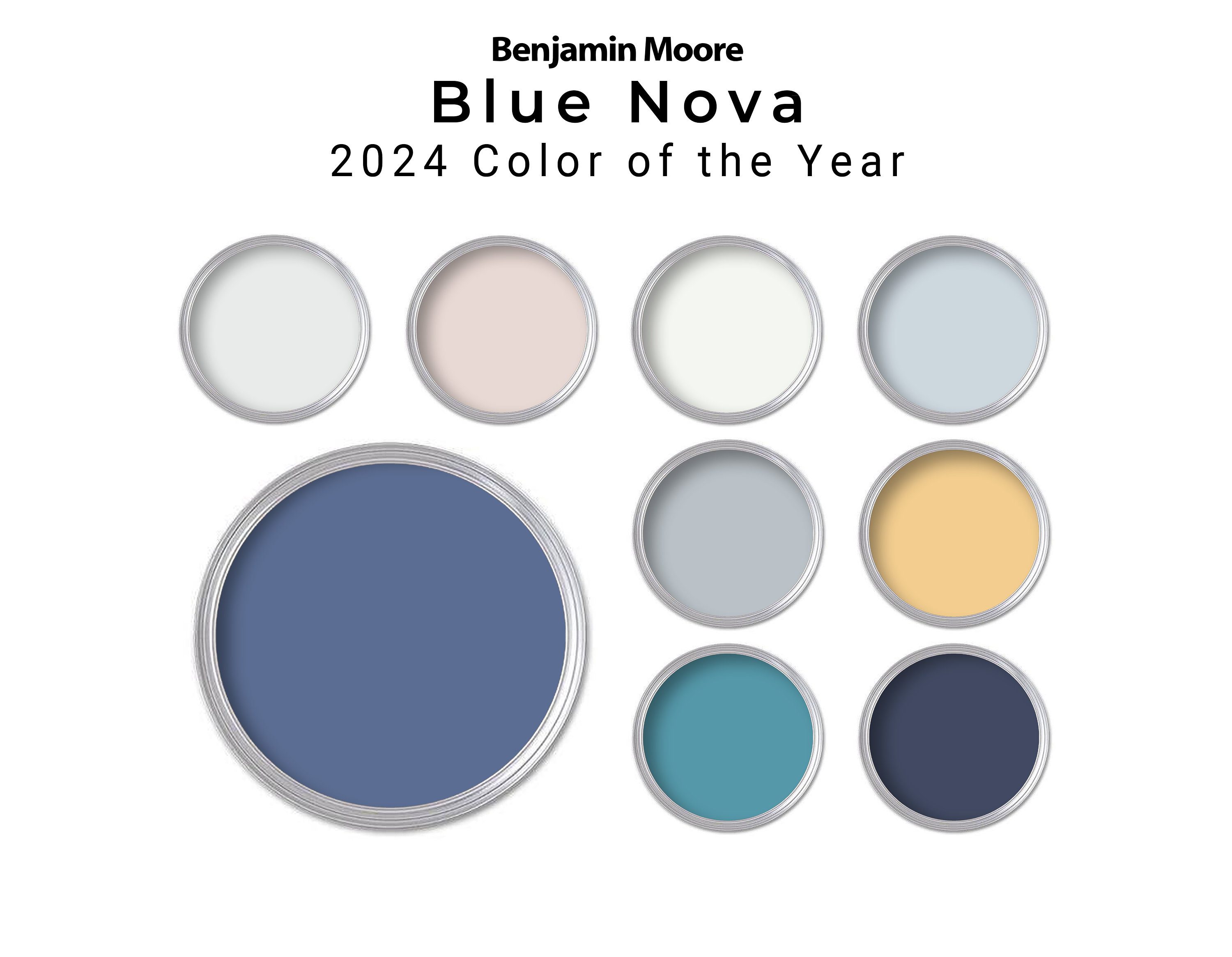 2024 Benjamin Moore Blue Nova Color of the Year Paint Pallette Whole