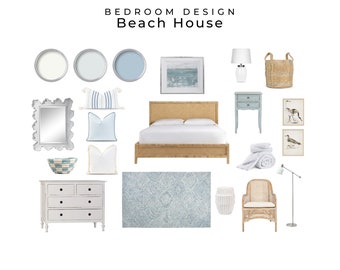 Bedroom Design Beach House Coastal Mood Board | Coastal Beach Bedroom Interior Design
