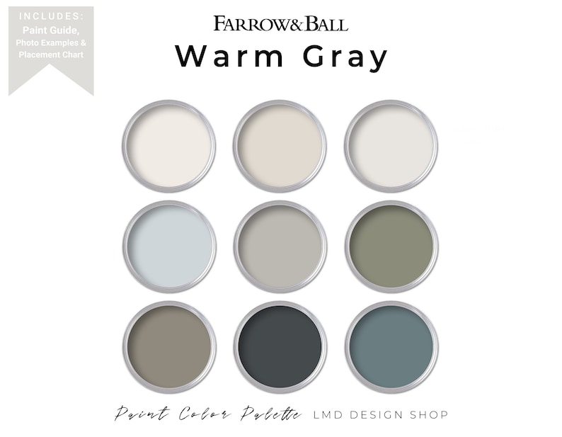 Farrow & Ball Warm Gray Paint Palette Transitional Paint Etsy