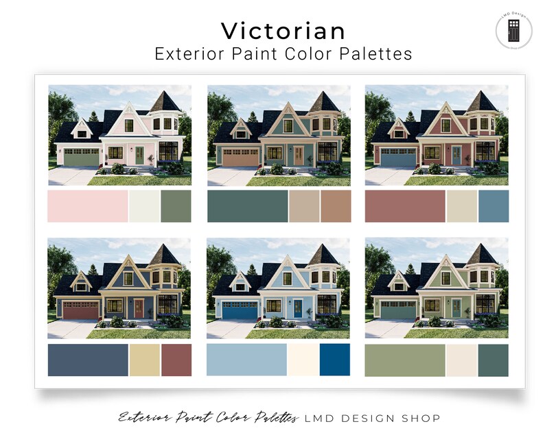 Victorian Exterior Paint Color Palettes House Paint Colors - Etsy
