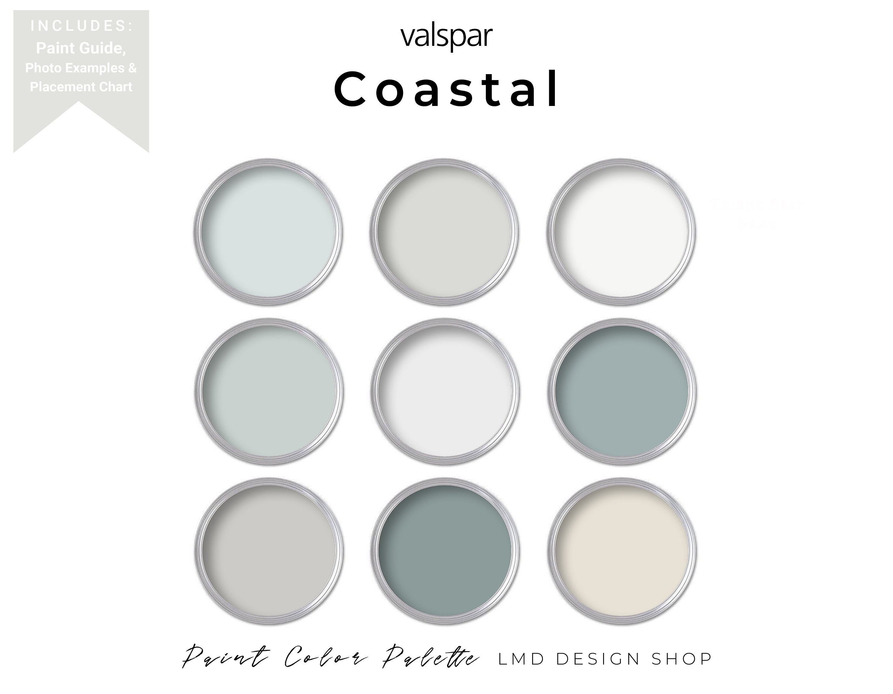 Coastal Valspar Paint Color Palette Whole House Paint Etsy UK